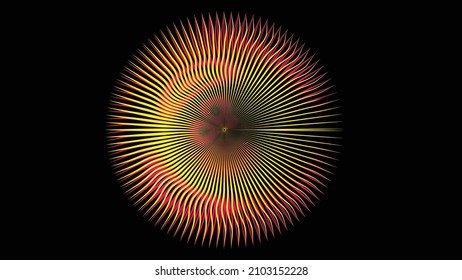 Glitch distorted geometric circle . Modern art design . Noise destroyed glitched poster . Trendy defect error background with speed lines . Glitched artwork   .vector 