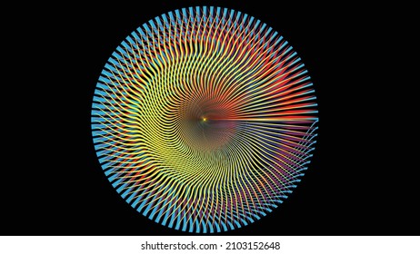 Glitch distorted geometric circle . Modern art design . Noise destroyed glitched poster . Trendy defect error background with speed lines . Glitched artwork   .vector 