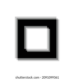 Forma geométrica distorsionada por destello. Cuadrado borroso. Diseño de arte mínimo. Logo destruido por ruido. Formas de error de defecto de moda . Marco brillante .Efecto roto .vector 