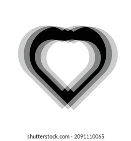 Glitch distorted geometric shape . Blurred heart
.Minimal art design . Noise destroyed logo . Trendy defect error shapes . Glitched frame .Broken effect .vector 