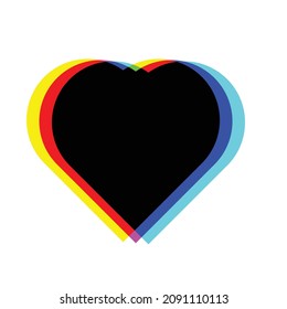Forma geométrica distorsionada por destello. Corazón borroso
Diseño artístico mínimo. Logo destruido por ruido. Formas de error de defecto de moda . Marco brillante .Efecto roto .vector 