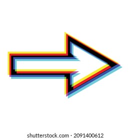 Glitch distorted geometric shape . Blurred arrow.Minimal art design . Noise destroyed arrow logo . Trendy defect error shapes . Glitched frame .Broken effect .vector 