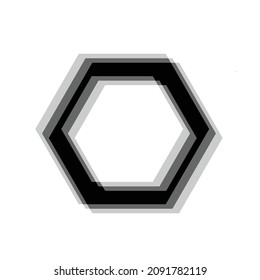 Glitch verzerrte geometrische Form . Unscharfes Hexagon .Minimales Kunstdesign . Rauschen zerstört Logo. Trendy Defaultformen . Glitter Rahmen .Broken-Effekt .Vektorgrafik 