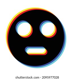 Glitch distorted geometric shape . Blurred emoji .Minimal art design . Noise destroyed emoticon logo . Trendy defect error shapes . Glitched frame .Broken effect .vector 