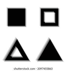 Glitch distorted geometric shape . Blurred various shapes .Minimal art design . Noise destroyed logo . Trendy defect error shapes . Glitched frame .Broken effect .vector 