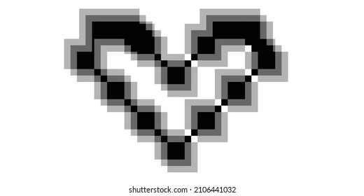 Glitch distorted geometric shape . Blurred heart
.Minimal art design . Noise destroyed logo . Trendy defect error shapes . Glitched frame .Pixel effect .vector 