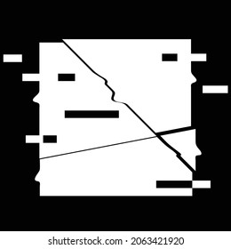 Glitch distorted geometric shape . Minimal art design . Noise destroyed circle logo . Trendy defect error shapes . Glitched frame .Broken effect .vector 