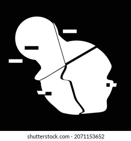 Glitch distorted geometric shape . Minimal art design . Noise destroyed  logo . Trendy defect error shapes . Glitched blobs .Broken effect .vector 