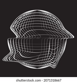 Forma geométrica distorsionada por destello. Diseño de arte mínimo. Logo del círculo destruido por el ruido. Formas de error de defecto de moda . Marco brillante .Efecto roto .vector 