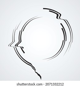 Glitch distorted geometric shape . Minimal art design . Noise destroyed circle logo . Trendy defect error shapes . Glitched frame .Broken effect .vector 