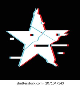 Glitch distorted geometric shape . Minimal art design . Noise destroyed star logo . Trendy defect error shapes . Glitched frame .Broken effect .vector 