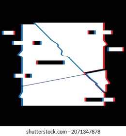 Forma geométrica distorsionada por destello. Diseño de arte mínimo. El ruido destruyó el logotipo cuadrado. Formas de error de defecto de moda . Marco brillante .Efecto roto .vector 