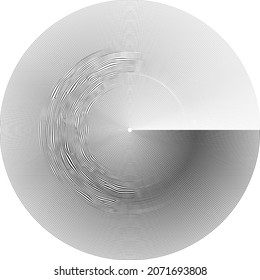 Forma geométrica distorsionada por destello. Diseño de arte mínimo. Logo del círculo destruido por el ruido. Formas de error de defecto de moda . Marco brillante .Efecto roto .vector 