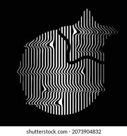 Forma geométrica distorsionada por destello. Diseño de arte mínimo. Logo del círculo destruido por el ruido. Formas de error de defecto de moda . Marco brillante .Efecto de fusión .vector 