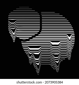 Glitch distorted geometric shape . Minimal art design . Noise destroyed circle logo . Trendy defect error shapes . Glitched frame .Melting effect .vector 