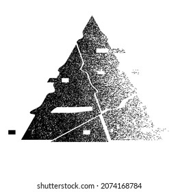 Glitch distorted geometric shape . Minimal art design . Noise destroyed circle logo . Trendy defect error shapes . Grunge texture .Glitched frame .Broken distress effect .vector 