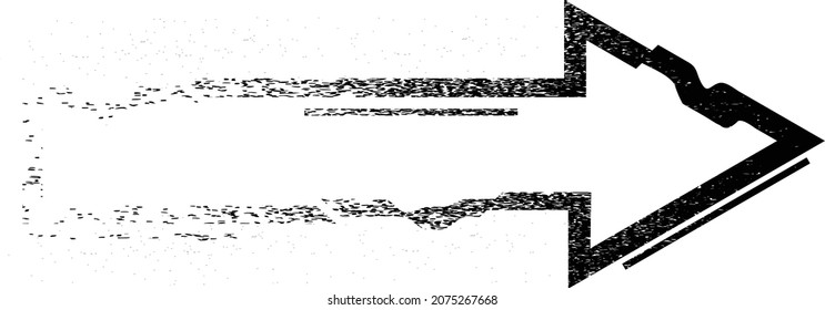 Glitch distorted geometric shape . Minimal art design . Noise destroyed arrow logo . Trendy defect error shapes . Glitched frame .Dispersion effect .Grunge texture . Distressed element .vector 