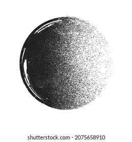 Forma geométrica distorsionada por destello. Diseño de arte mínimo. Logo del círculo destruido por el ruido. Formas de error de defecto de moda . Marco brillante. Efecto roto. Textura gruesa. Elemento con problemas .vector 