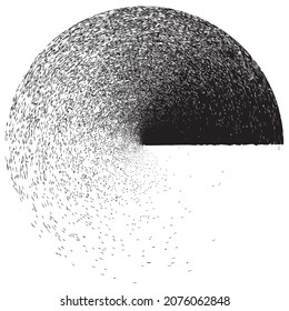 Glitch distorted geometric shape . Minimal art design . Noise destroyed circle logo . Trendy defect error shapes . Glitched frame .Broken effect .Grunge texture . Distressed element .vector 