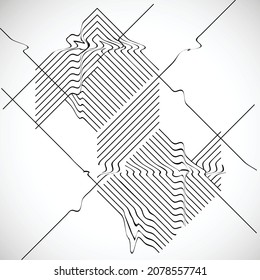 Glitch distorted geometric shape . Minimal art design . Noise destroyed linear logo . Trendy defect error shapes . Glitched frame .Broken effect .vector 