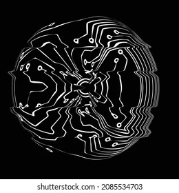 Glitch distorted geometric shape . Minimal art design . Destroyed melting logo . Trendy defect error shapes . Glitched design element .Broken effect .vector 