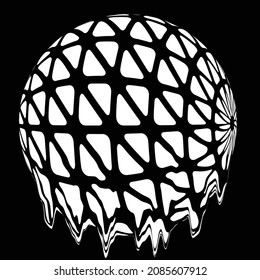 Glitch distorted geometric shape . Minimal art design . Destroyed melting logo . Trendy defect error shapes . Glitched design element .Broken effect .vector 