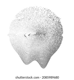 Glitch distorted geometric shape . Minimal art design . Noise destroyed circle logo . Trendy defect error shapes .  concentric circles .Broken effect .Grunge texture . Distressed element .vector 