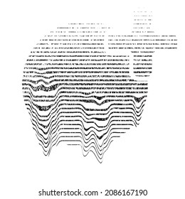 Glitch distorted geometric shape . Minimal art design . Noise destroyed circle logo . Trendy defect error shapes . Glitched frame .Broken effect .Grunge texture . Distressed element .vector 