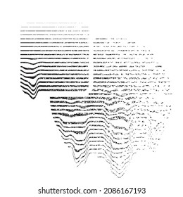 Glitch distorted geometric shape . Minimal art design . Noise destroyed circle logo . Trendy defect error shapes . Glitched frame .Broken effect .Grunge texture . Distressed element .vector 