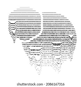 Glitch distorted geometric shape . Minimal art design . Noise destroyed circle logo . Trendy defect error shapes . Glitched frame .Broken effect .Grunge texture . Distressed element .vector 