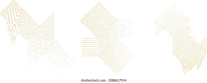 Glitch distorted geometric shape . Minimal art design . Noise destroyed  logo . Trendy defect error shapes . Glitched frame .Broken effect .Grunge texture . Distressed element .vector 