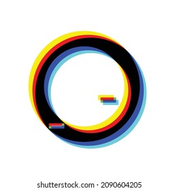 Glitch distorted geometric shape . Minimal art design . Noise destroyed circle logo . Trendy defect error shapes . Glitched frame .Broken effect .vector 