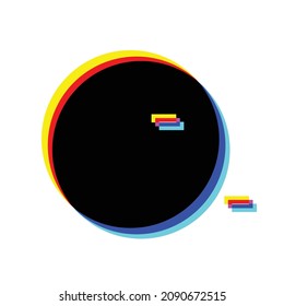 Forma geométrica distorsionada por destello. Diseño de arte mínimo. Logo del círculo destruido por el ruido. Formas de error de defecto de moda . Marco brillante .Efecto roto .vector 