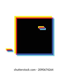 Glitch distorted geometric shape . Minimal art design . Noise destroyed square
 logo . Trendy defect error shapes . Glitched frame .Broken effect .vector 