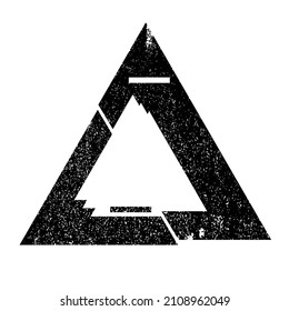 Glitch distorted geometric shape . Minimal art design . Noise destroyed circle logo . Trendy defect error shapes . Grunge texture .Glitched frame .Broken distress effect .vector 