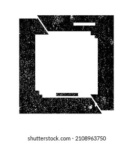 Forma geométrica distorsionada por destello. Diseño de arte mínimo. El ruido destruyó el logotipo cuadrado. Formas de error de defecto de moda . Marco brillante .Efecto roto .Grunge texturado. Efecto con problemas .vector 