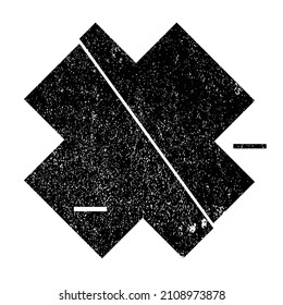 Glitch verzerrte geometrische Form . Minimales Kunstdesign . Rauschen zerstörte Kreuz-Logo. Trendy Defaultformen . Glitched x .Broken-Effekt . Störelement . Grunge Textur .Vektorgrafik
