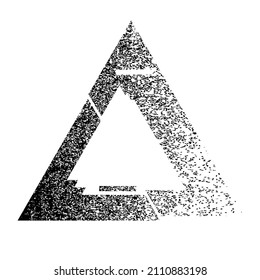 Forma geométrica distorsionada por destello. Diseño de arte mínimo. Logo del círculo destruido por el ruido. Formas de error de defecto de moda . Grunge textura .Marco glitched .Efecto de distrés roto .vector 