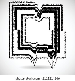 Forma geométrica distorsionada por destello. Diseño de arte mínimo. Logo destruido por ruido. Formas de error de defecto de moda . Marco brillante. Efecto roto. Textura gruesa. Elemento con problemas .vector 