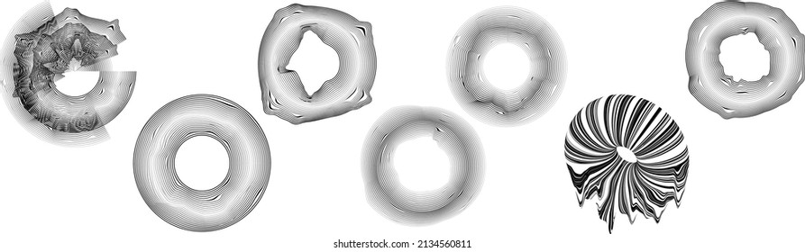 Glitch distorted geometric shape . Minimal art design . Destroyed melting logo . Trendy defect error shapes . Glitched design element .Broken effect .vector 