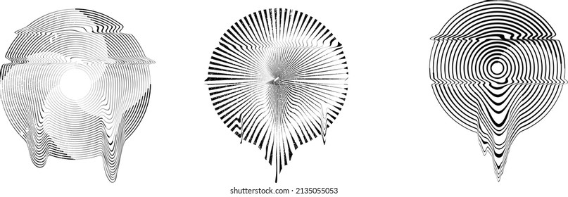 Glitch distorted geometric shape . Minimal art design . Destroyed melting logo . Trendy defect error shapes . Glitched design element .Broken effect .vector 