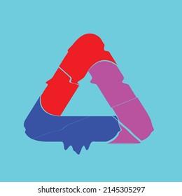 Glitch distorted geometric shape . Minimal art design . Destroyed melting logo . Trendy defect error shapes . Glitched design element .Broken effect .vector 