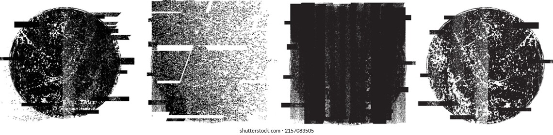 Glitch distorted geometric shape . Minimal art design . Noise destroyed square logo . Trendy defect error shapes . Glitched frame .Broken effect .Grunge textured . Distressed effect .vector 