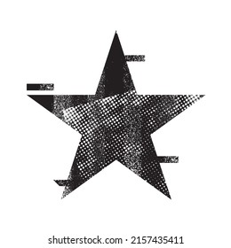 Glitch distorted geometric shape . Minimal art design . Noise destroyed star logo . Trendy defect error shapes . Glitched x .Broken effect . Distress element . Grunge texture .vector

