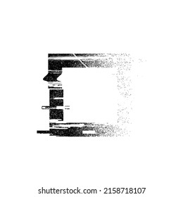 Glitch verzerrte geometrische Form . Minimales Kunstdesign . Rauschen zerstörte quadratisches Logo. Trendy Defaultformen . Glitched Frame .Broken Effekt .Grunge strukturiert. Störungseffekt .Vektor 