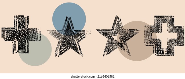Glitch distorted geometric shape . Minimal art design . Noise destroyed logo . Trendy defect error shapes . Glitched frame .Broken effect .Grunge textured . Distressed effect .vector