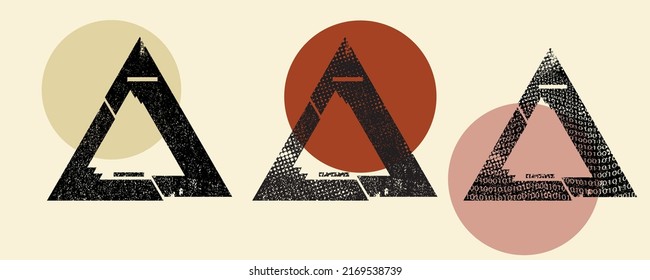 Glitch distorted geometric shape . Minimal art design . Noise destroyed square logo . Trendy defect error shapes . Glitched frame .Broken effect .Grunge textured . Distressed effect .vector 