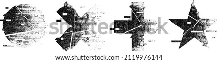 Glitch distorted geometric shape . Minimal art design . Noise destroyed square logo . Trendy defect error shapes . Glitched frame .Broken effect .Grunge textured . Distressed effect .vector 