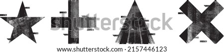 Glitch distorted geometric shape . Minimal art design . Noise destroyed star logo . Trendy defect error shapes . Glitched x .Broken effect . Distress element . Grunge texture .vector
