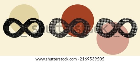 Glitch distorted geometric shape . Minimal art design . Noise destroyed infinity logo . Trendy defect error shapes . Glitched frame .Broken effect .Grunge textured . Distressed effect .vector 